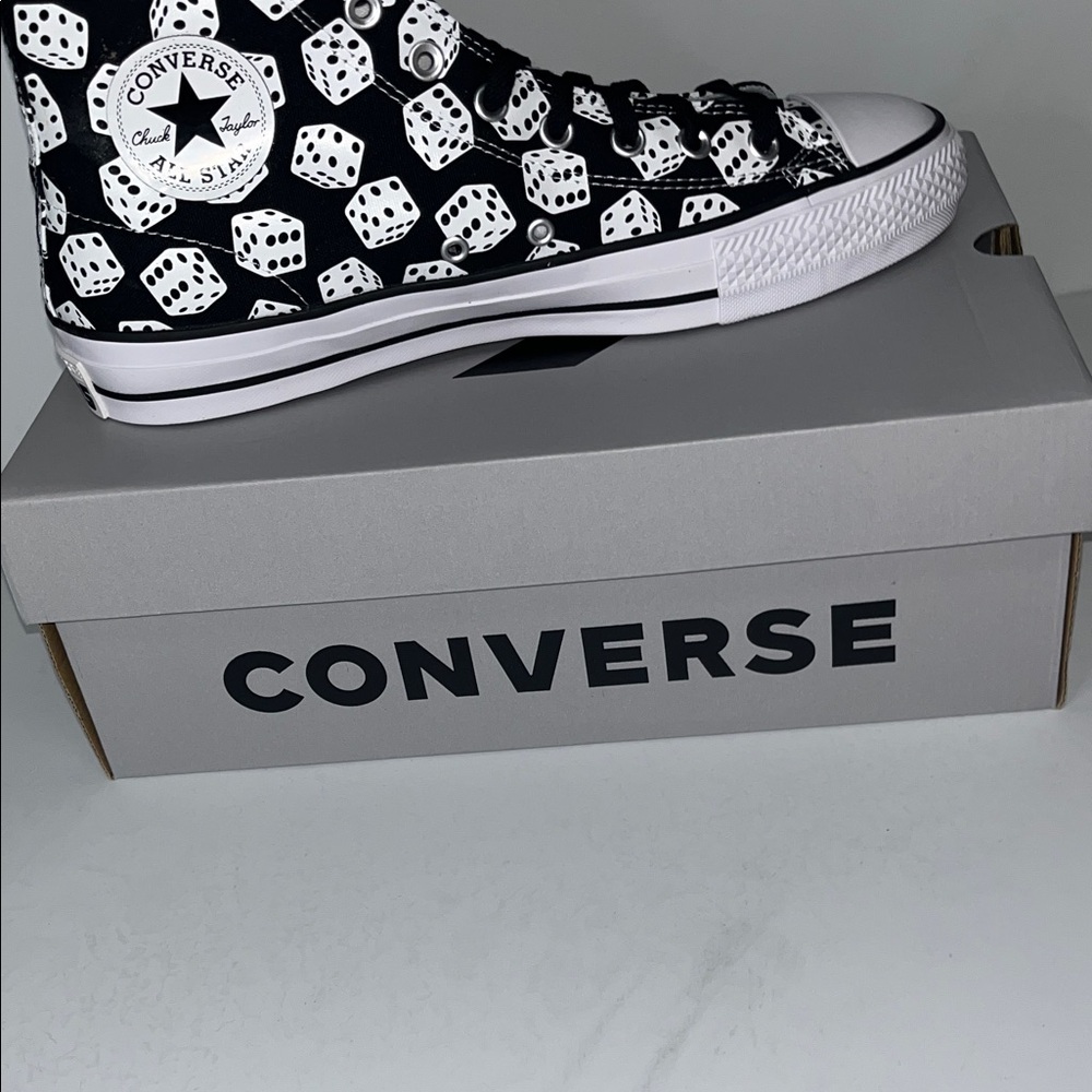 Converse High-Top Sneakers with Black and White Dice Design